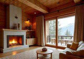 Intérieur chaleureux d’un chalet en bois réalisé par l’atelier